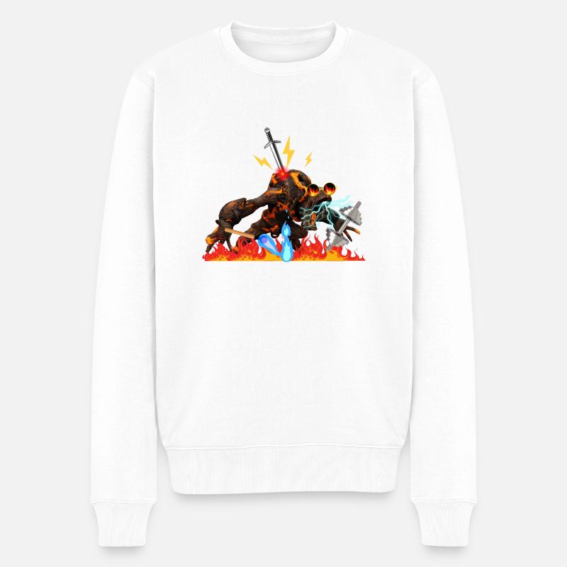 Hantelmonster - Männer Premium Bio Pullover - Weiß