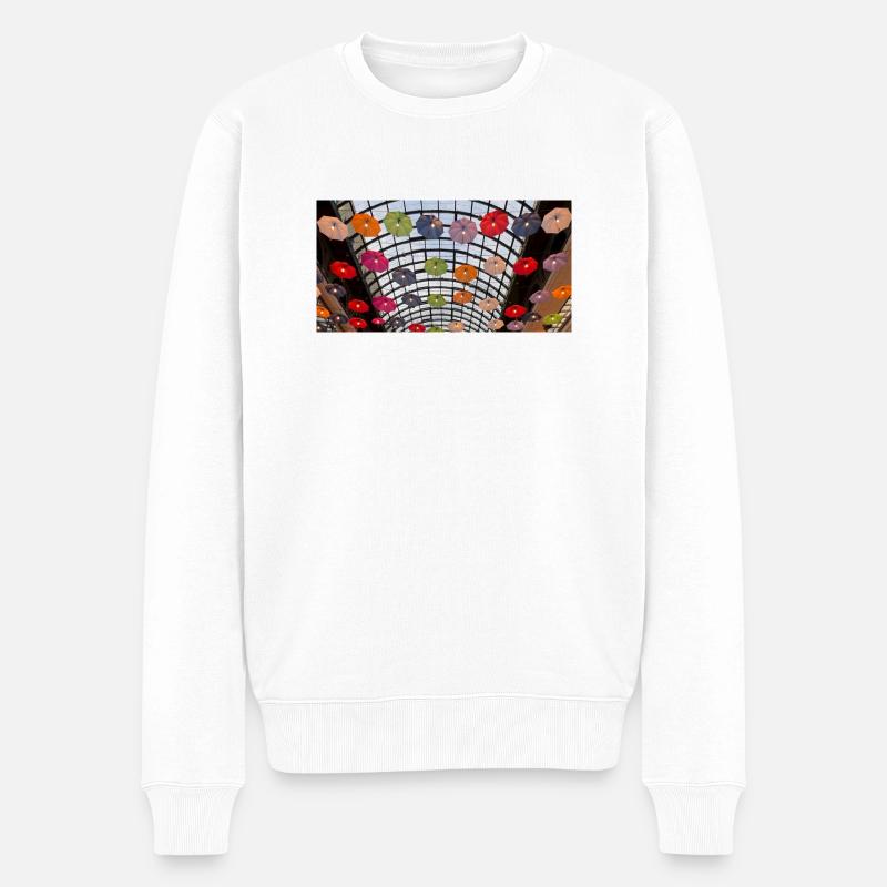 Bunte Regenschirme Regenbogen - Männer Premium Bio Pullover - Weiß