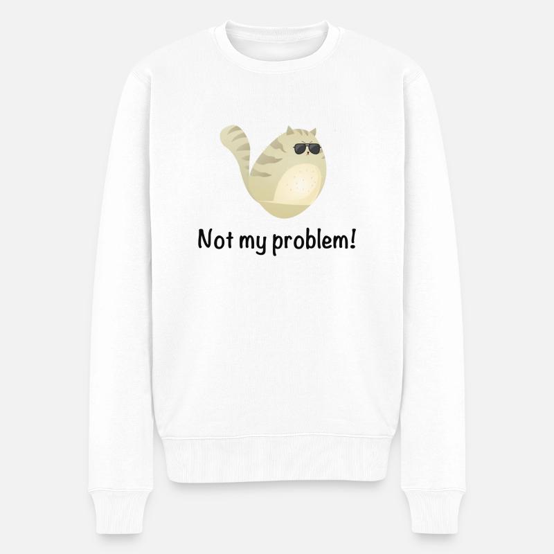 Not My Problem Cool Cat - Männer Premium Bio Pullover - Weiß