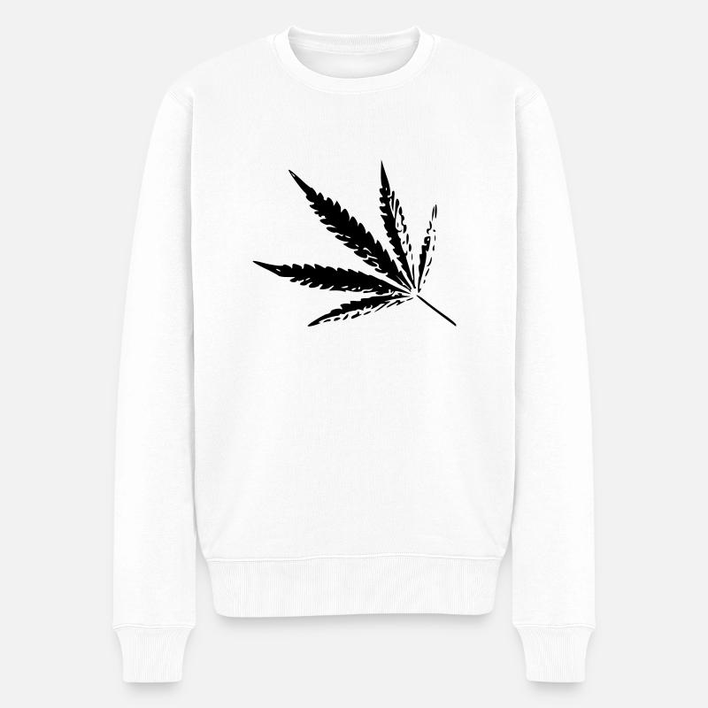 Cannabis - Bild - Männer Premium Bio Pullover - Weiß