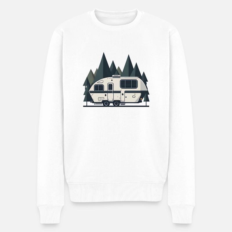 Einfacher Retro-Camper - Männer Premium Bio Pullover - Weiß