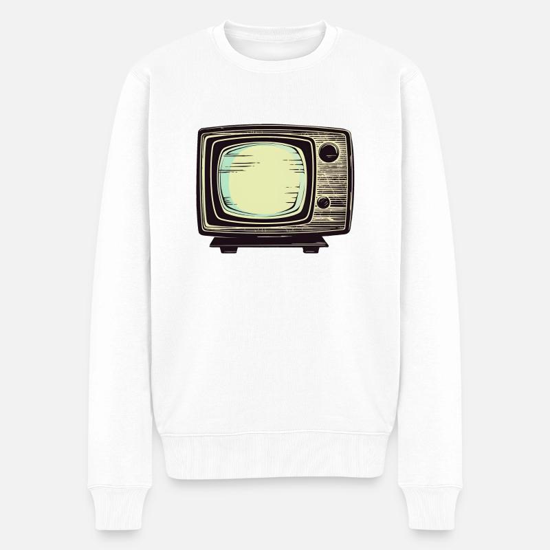 Retro-TV-Manie - Männer Premium Bio Pullover - Weiß