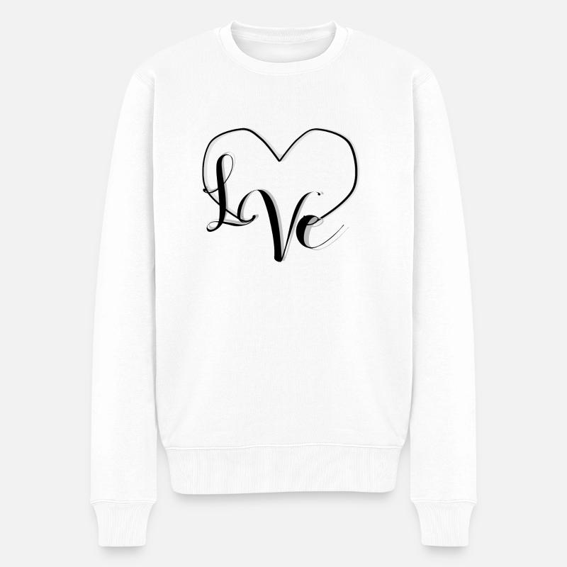 L♡VE - BlackNWhite - Männer Premium Bio Pullover - Weiß