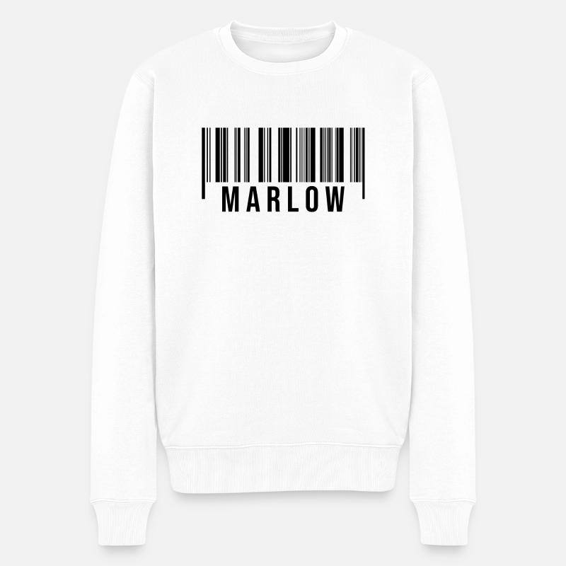 Marlow Strichcode - Männer Premium Bio Pullover - Weiß