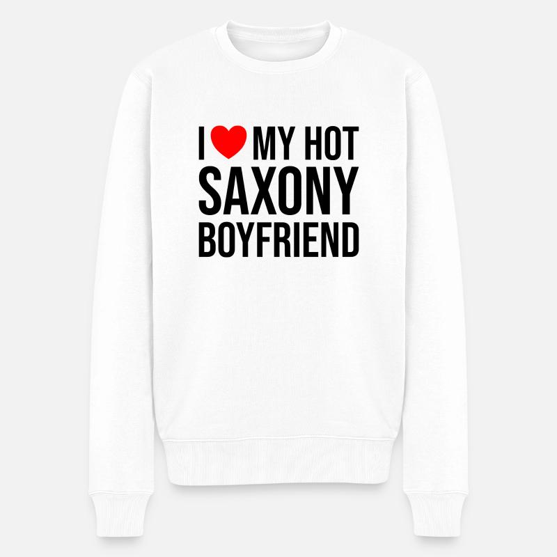 Sachsen Beziehung Liebe - Männer Premium Bio Pullover - Weiß