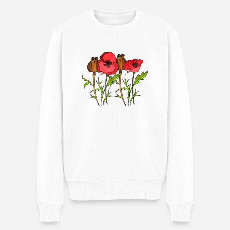 Blumen - Männer Premium Bio Pullover - Weiß