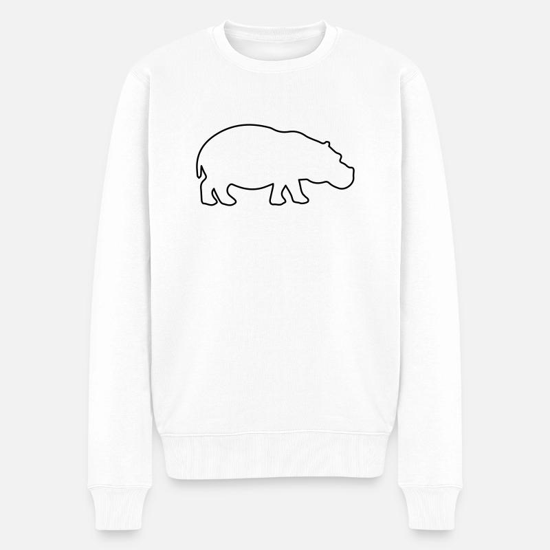 nilpferd silhouette - Männer Premium Bio Pullover - Weiß