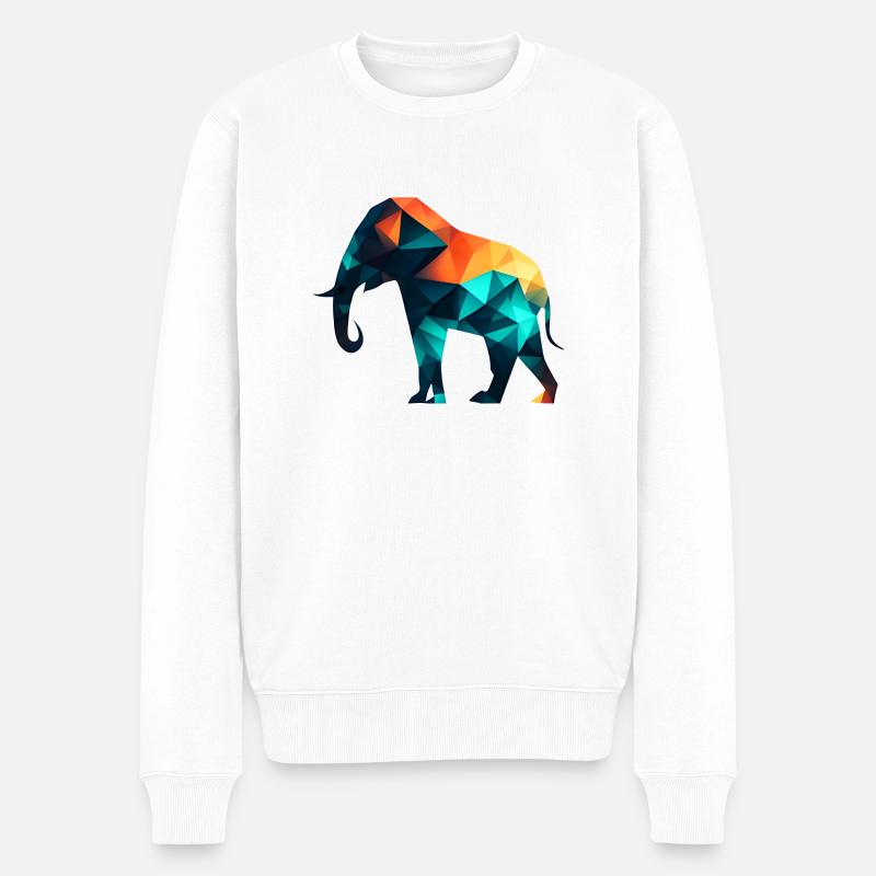 Geometrischer Elefant - Männer Premium Bio Pullover - Weiß