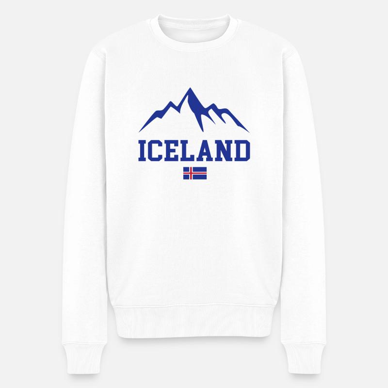 Island Iceland Berge Reisen - Männer Premium Bio Pullover - Weiß