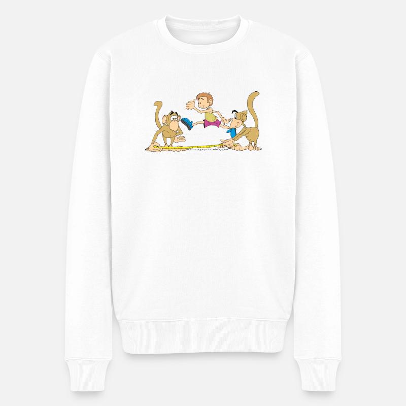 Singes dans la compétition athlétique - Pull Premium bio Homme - blanc