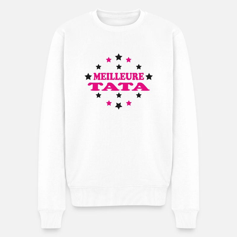 BESTE TATA - Männer Premium Bio Pullover - Weiß
