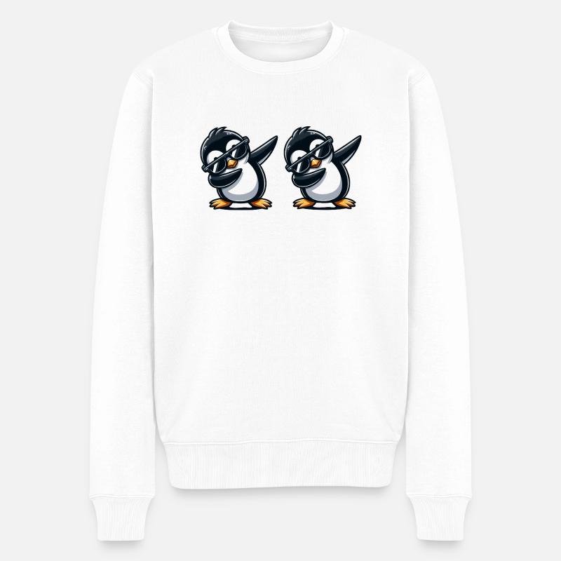 pinguin dabbing 2 - Männer Premium Bio Pullover - Weiß