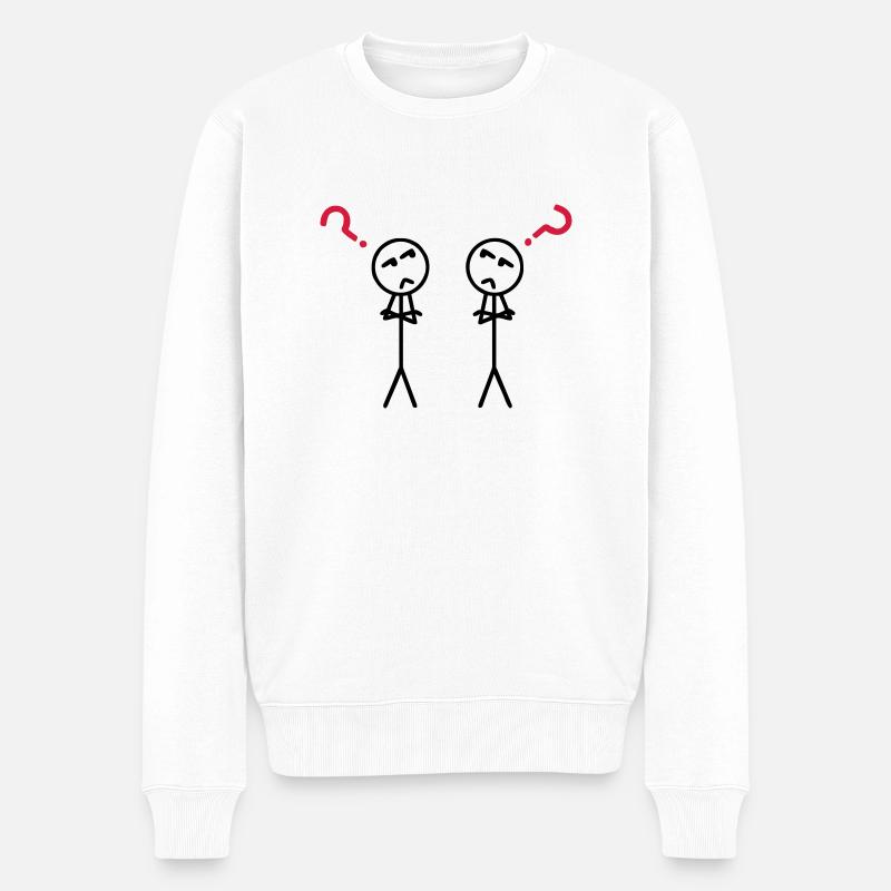 Questionmarks - Männer Premium Bio Pullover - Weiß