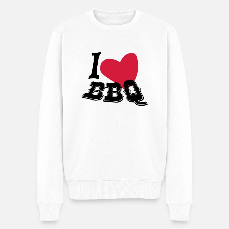 I love BBQ - Männer Premium Bio Pullover - Weiß