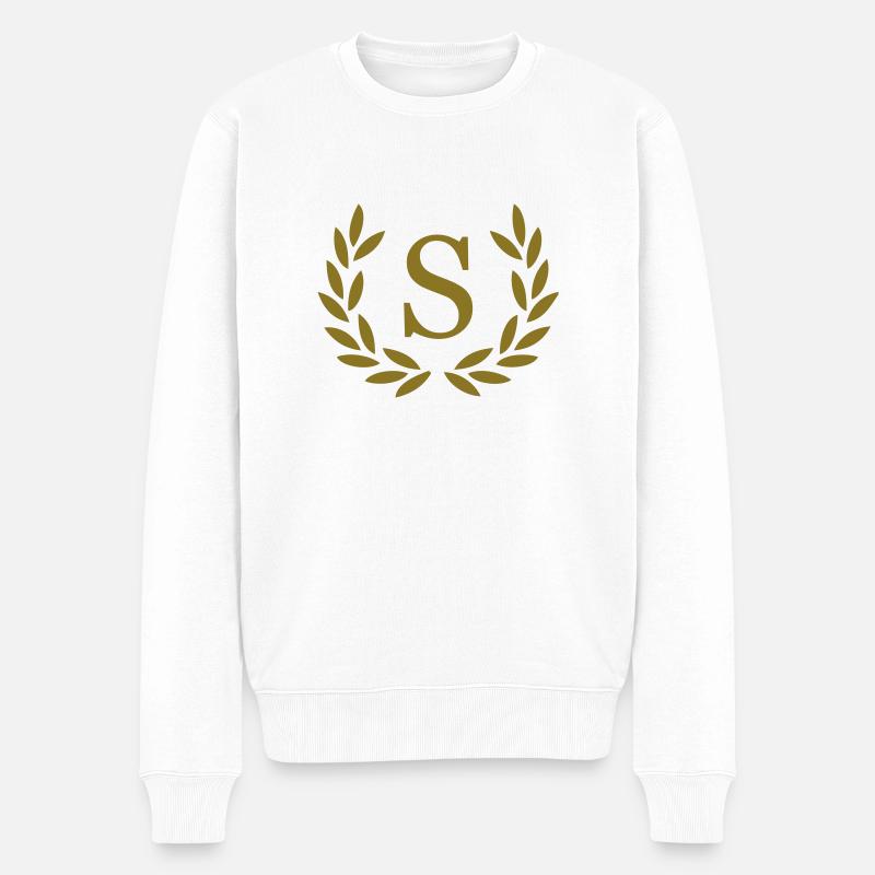 S - Buchstabe - Männer Premium Bio Pullover - Weiß