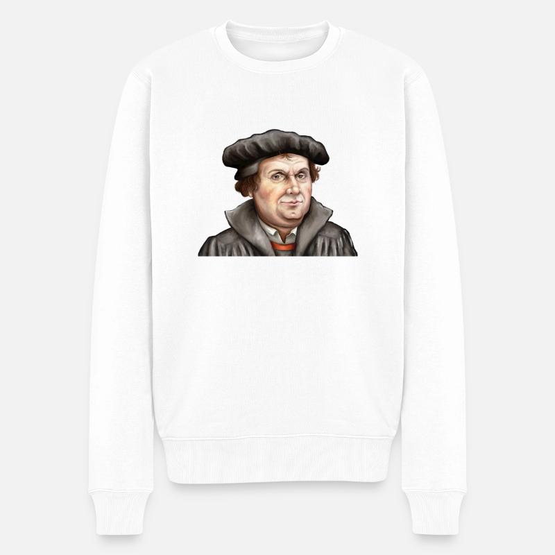 Martin Luther - Männer Premium Bio Pullover - Weiß