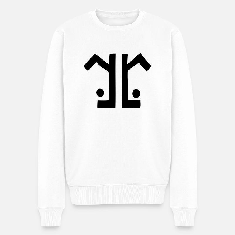 logo gerade klein - Männer Premium Bio Pullover - Weiß