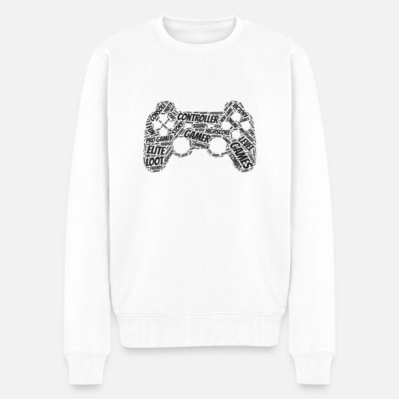 game controller wordart - Pull Premium bio Homme - blanc