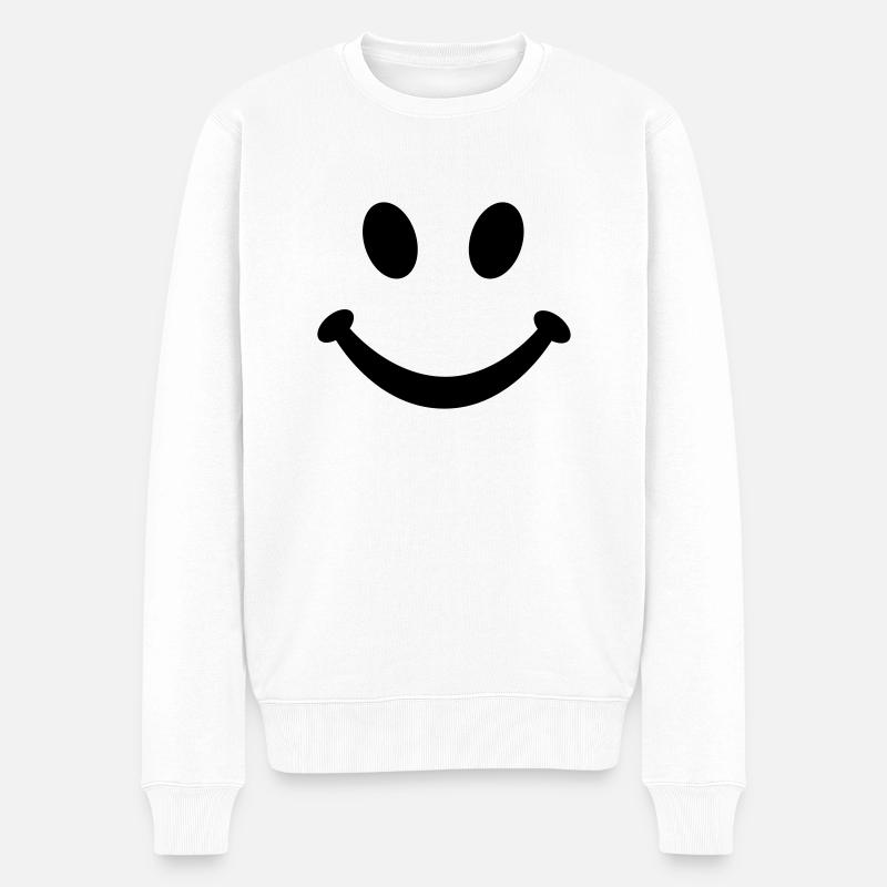 Smiley Lächeln - Männer Premium Bio Pullover - Weiß