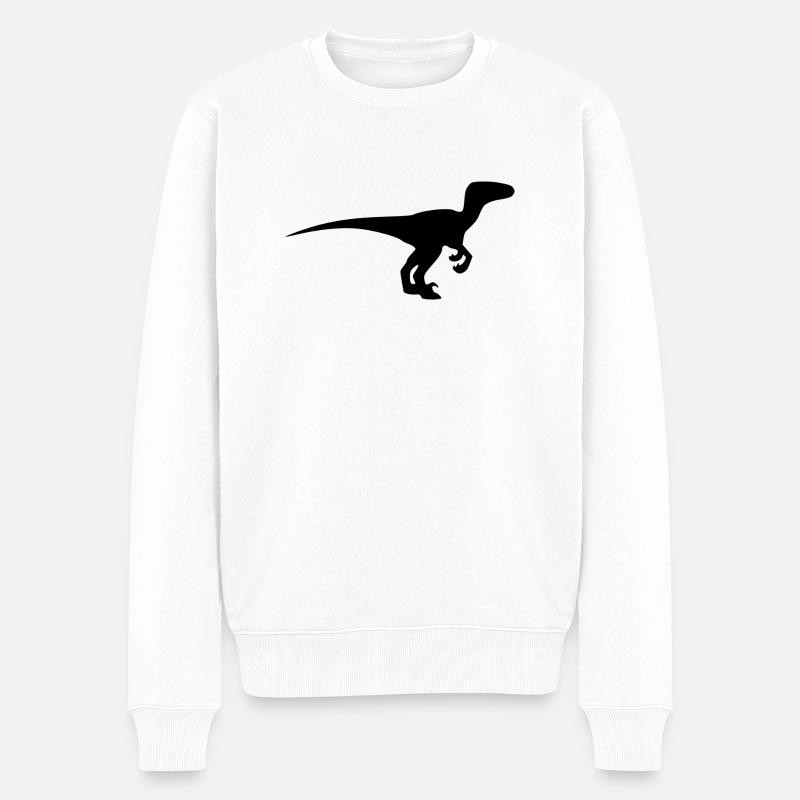 dinosaure Velociraptor - Pull Premium bio Homme - blanc