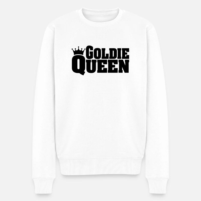 GOLDIE QUEEN Golden Retriever - Männer Premium Bio Pullover - Weiß