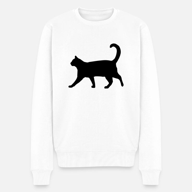 chat fier - Pull Premium bio Homme - blanc