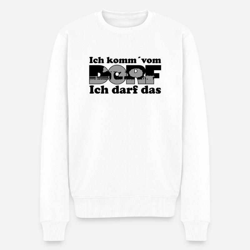 Ich komm vom Dorf - Männer Premium Bio Pullover - Weiß