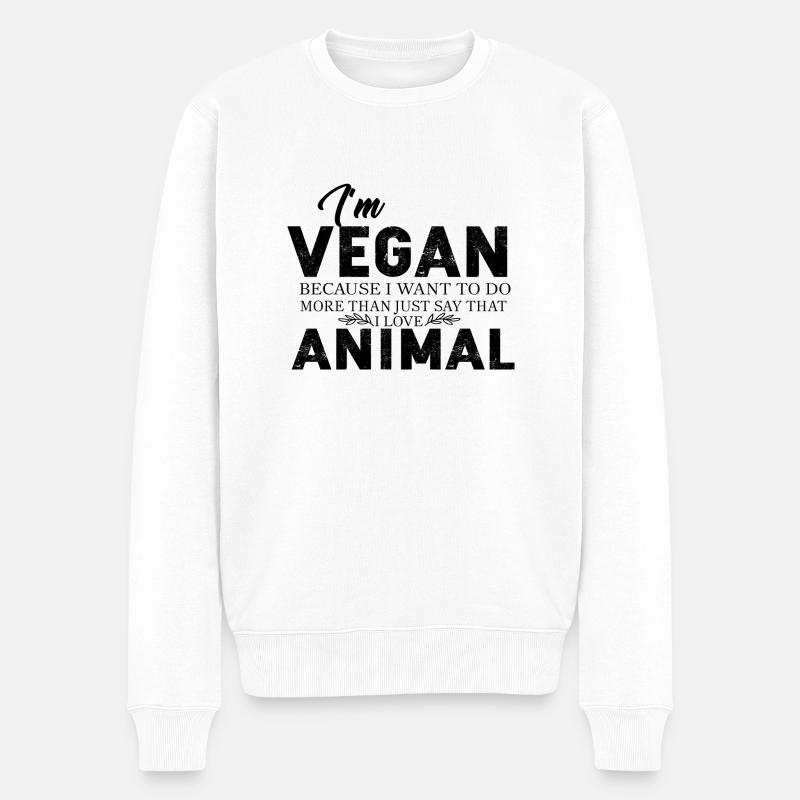Veganer Vegetarier Tierschutz Geschenkidee - Männer Premium Bio Pullover - Weiß