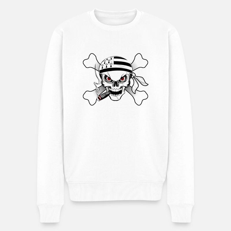 breizh Biker-Design - Männer Premium Bio Pullover - Weiß