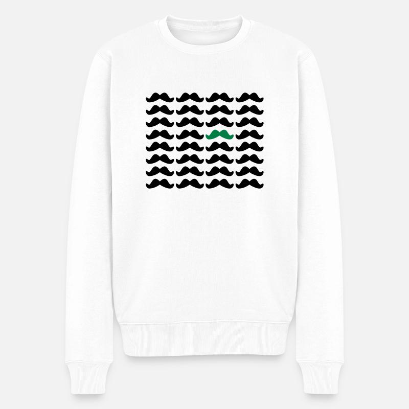 Mustache Moustache "Be Different" 2c - Pull Premium bio Homme - blanc