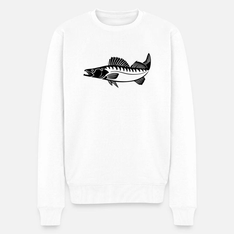 Zander (Pikeperch) - Männer Premium Bio Pullover - Weiß