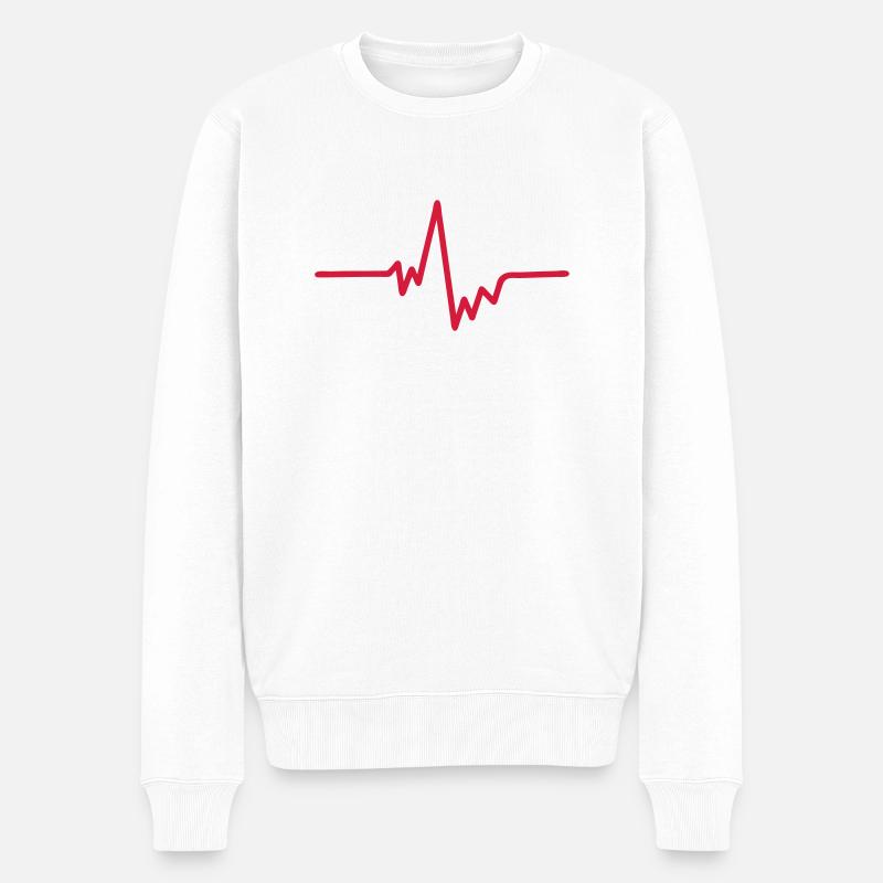 Herzschlag Liebesgeräusch love - Männer Premium Bio Pullover - Weiß