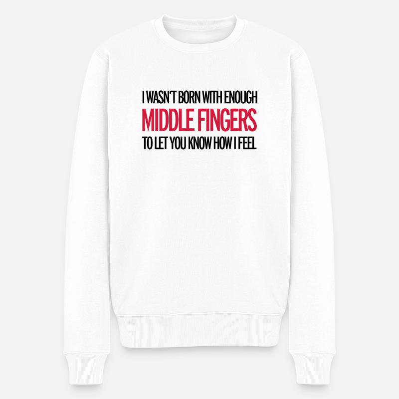 Middle Fingers - Pull Premium bio Homme - blanc
