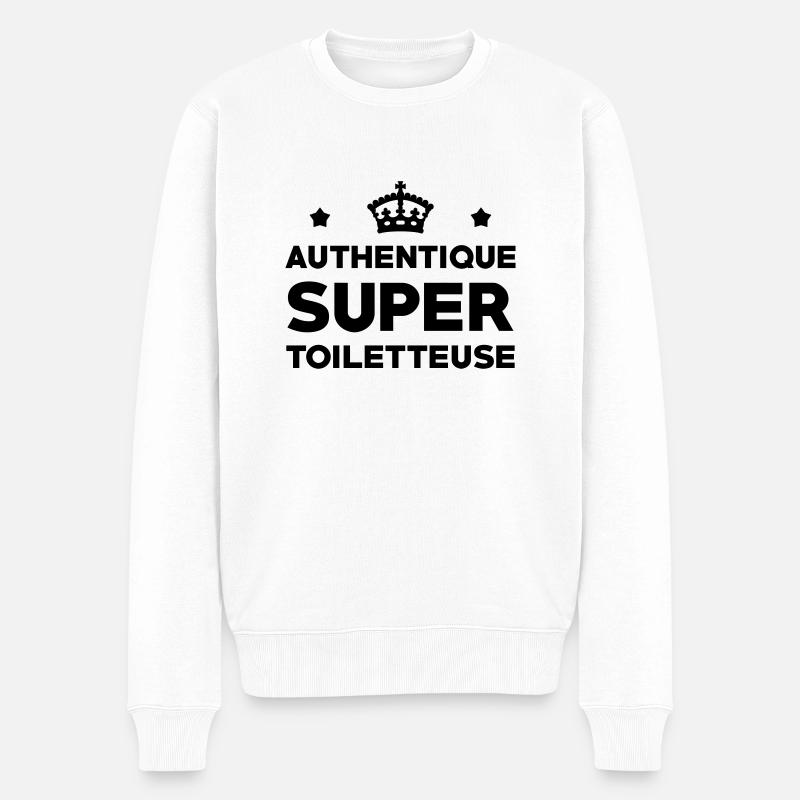 Toiletteur / Toiletteuse / Toilettage / Chien Chat - Pull Premium bio Homme - blanc