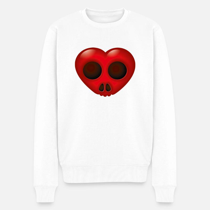 Smiley Heart Skill - Männer Premium Bio Pullover - Weiß