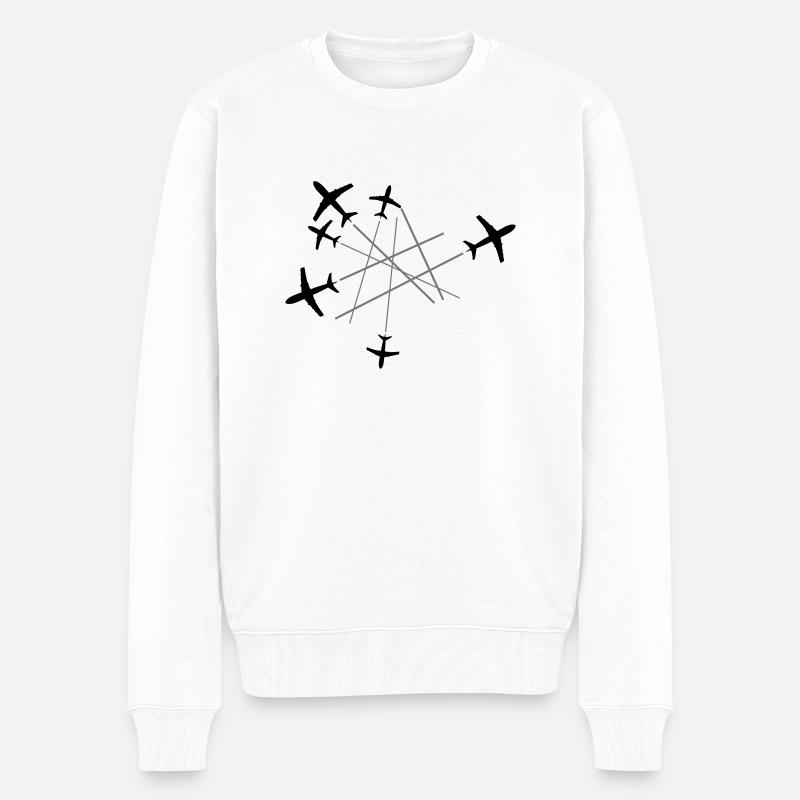 chemtrails many lines top down plane fly pilot mac - Men's Premium Organic Jumper - white