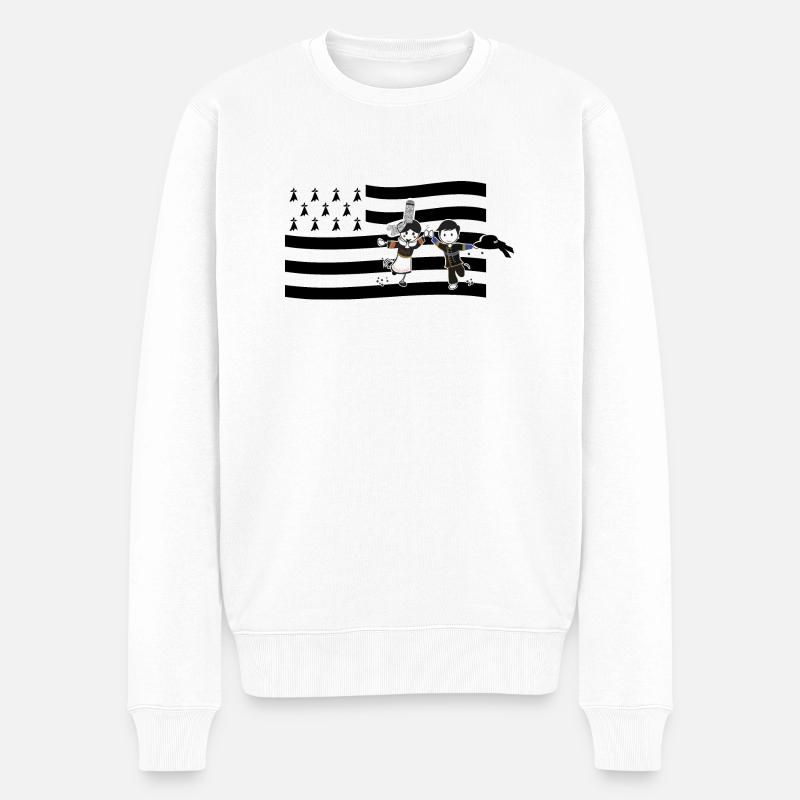 Bretonische Flagge - Männer Premium Bio Pullover - Weiß