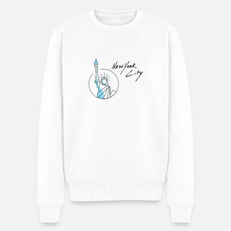 New York - Männer Premium Bio Pullover - Weiß