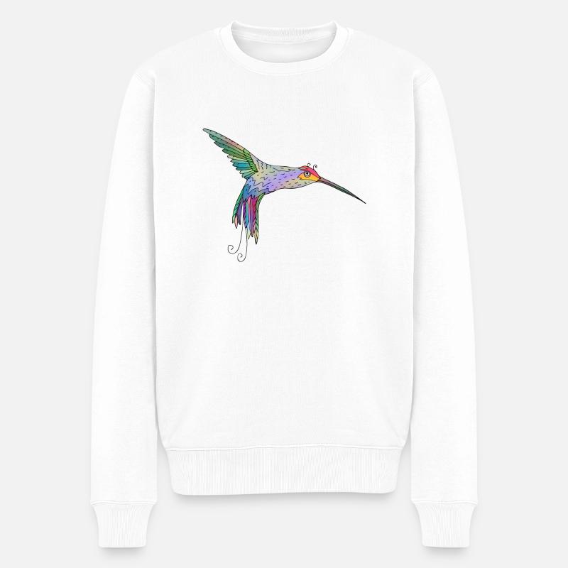 Bunter Vogel - Männer Premium Bio Pullover - Weiß