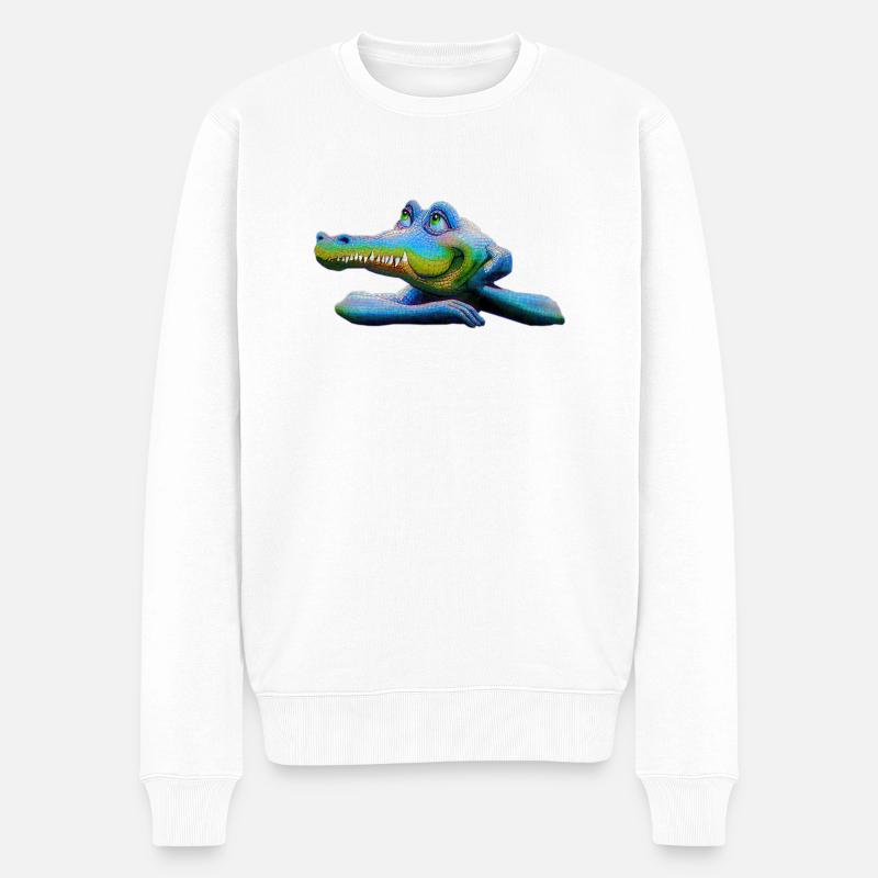 Crocodile Retro Amstrad - Mascotte 01 - Pull Premium bio Homme - blanc