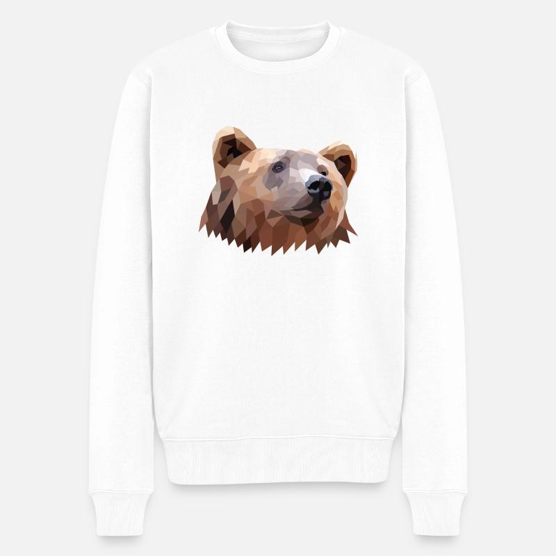 Ours brun Polyart - Pull Premium bio Homme - blanc