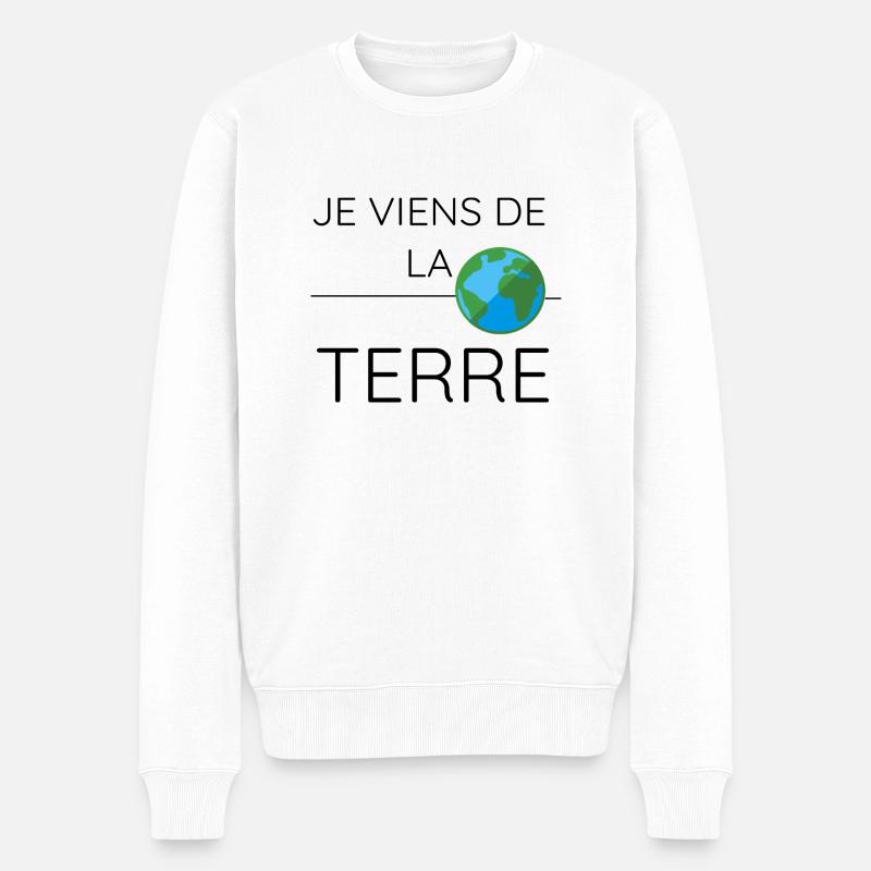 La Planète TERRE - Pull Premium bio Homme - blanc
