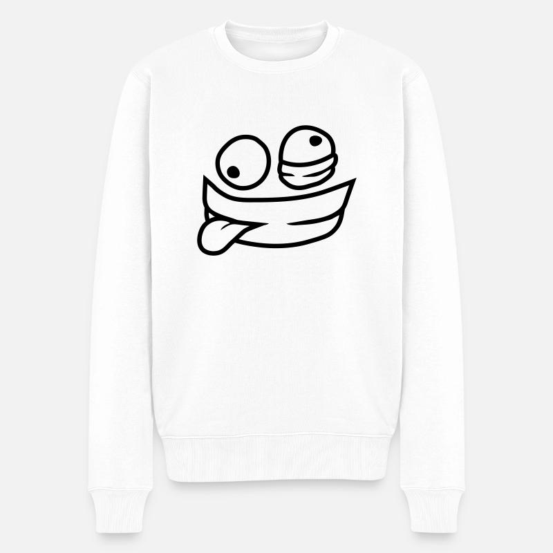 Comic Psychopath Gesicht - Männer Premium Bio Pullover - Weiß