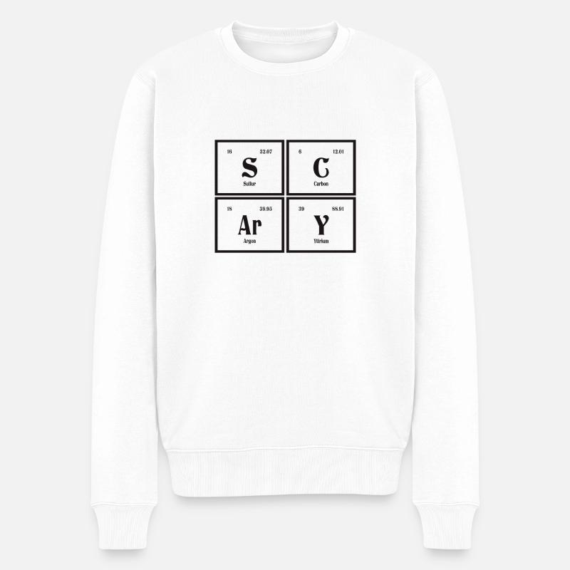 | effrayante Tableau périodique des éléments - Pull Premium bio Homme - blanc