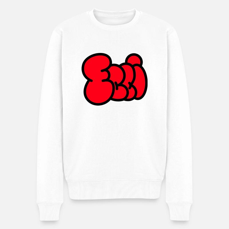 Police de bulle ELLI rouge - Pull Premium bio Homme - blanc