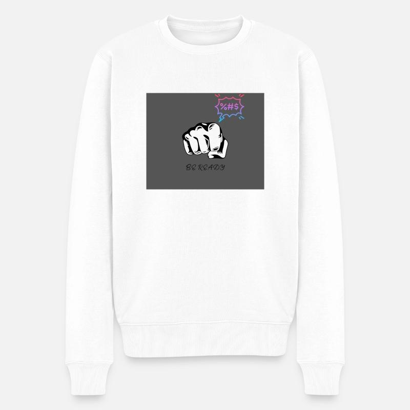 BE READY - Männer Premium Bio Pullover - Weiß