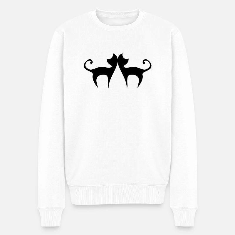 Verliebte Katzen - Männer Premium Bio Pullover - Weiß