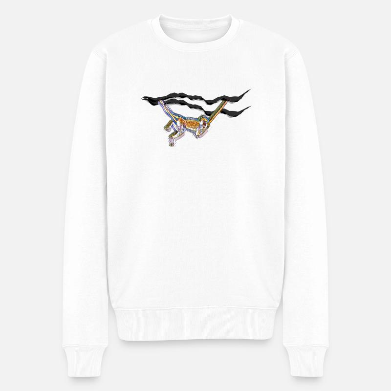 Singe / singe traîne et frissonne - Pull Premium bio Homme - blanc