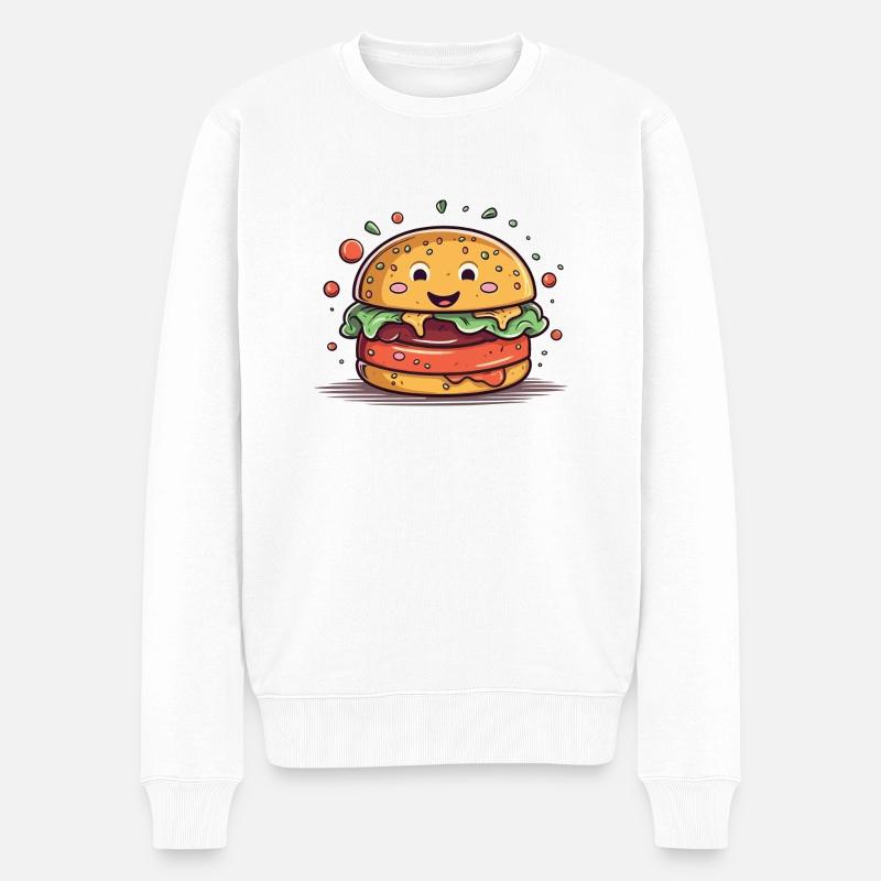 Ein Burger ins Gesicht - Männer Premium Bio Pullover - Weiß