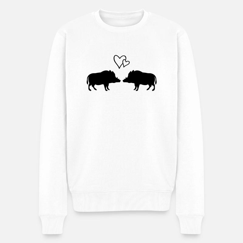 wildschweine verliebt - Männer Premium Bio Pullover - Weiß